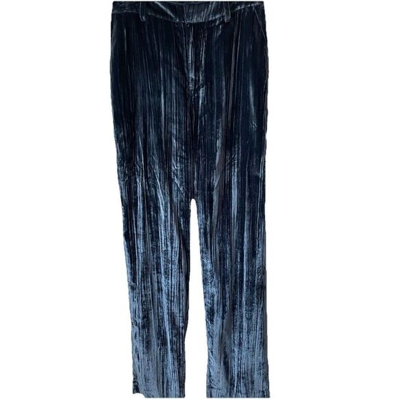 New CINQ A SEPT Collins Relaxed Straight Leg Velvet Pants in Peacock Blue size 8 - Picture 3 of 5